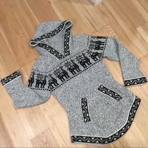 Gray & Black Llama Hooded Sweater Size S